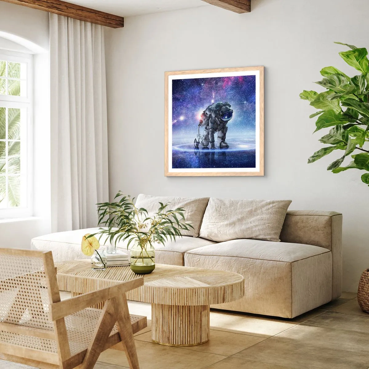 Poster in einem Rahmen aus heller Eiche - Der Sternenhimmel über mir - 60x60 cm