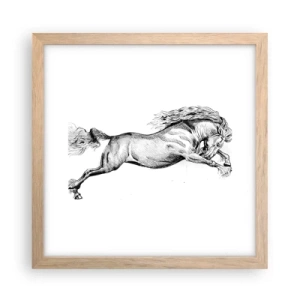 Poster in einem Rahmen aus heller Eiche - Im Galopp festgehalten - 30x30 cm