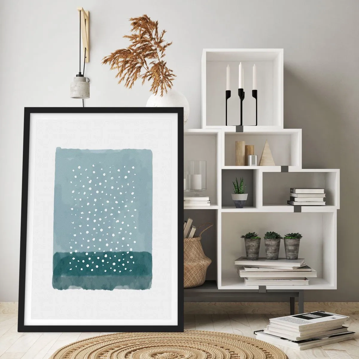 Poster in einem schwarzem Rahmen - Auf Blau gewachsen - 61x91 cm