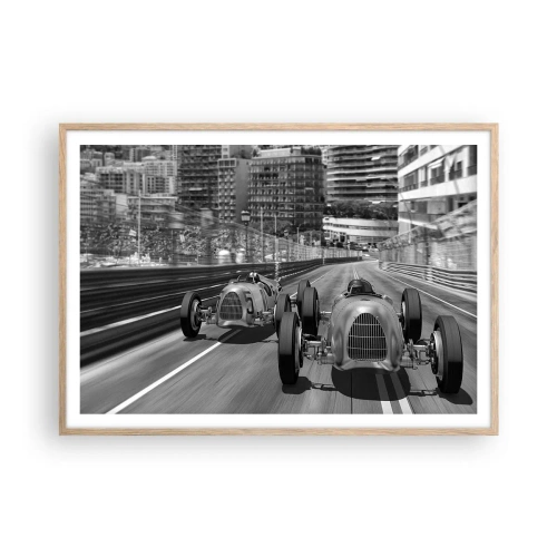 Poster in einem Rahmen aus heller Eiche - Vor langer Zeit in Monte Carlo - 100x70 cm