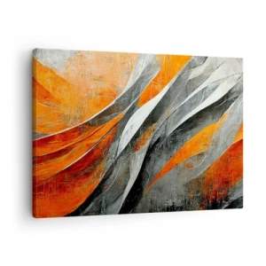 Bild auf Leinwand - Leinwandbild - Abstrakte Linien in Orange- und Grautönen - 70x50cm - Hitze und Kälte - Moderne Wanddekoration für Wohnzimmer und Schlafzimmer ARTTOR