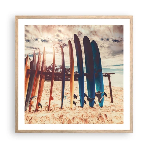 Poster in einem Rahmen aus heller Eiche - Gute Nacht bis morgen - 60x60 cm