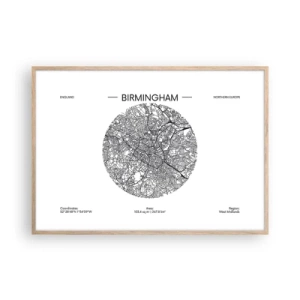 Poster in einem Rahmen aus heller Eiche - Anatomie von Birmingham - 100x70 cm