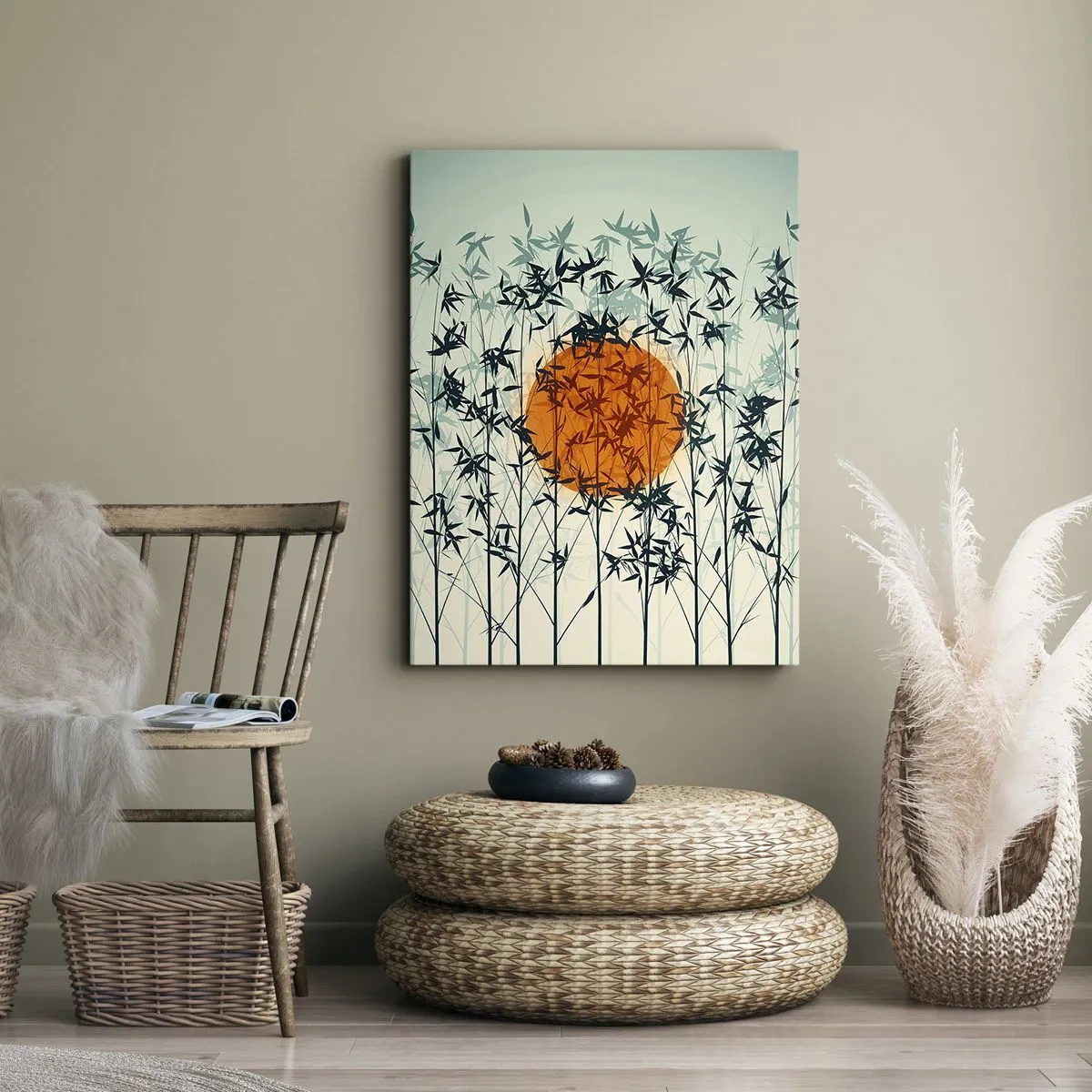 Bild auf Leinwand - Leinwandbild - Japanische Sonne - 55x100 cm