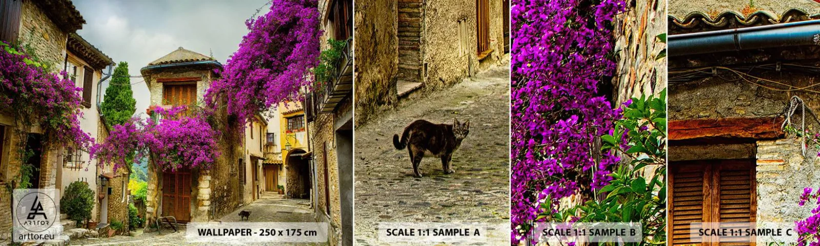 Fototapetenmuster Standard Eco - Unter einem Blumendach - Landschaft, Die Architektur, Stadt - 100x30 cm