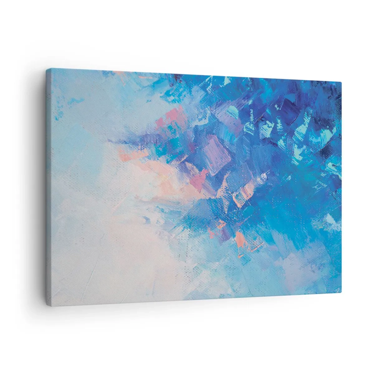 Bild auf Leinwand - Leinwandbild - Abstrakte Komposition in Blau- und Rosatönen - 70x50cm - Winter-Abstraktion - Moderne Wanddekoration für Wohnzimmer und Schlafzimmer ARTTOR