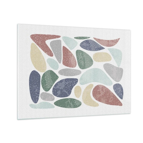 Glasbild - Bild auf glas - Dekosteine in Puderfarben in Form eines Mosaiks - 70x50cm - Mosaik aus pulverförmigen Farben - Moderne Wanddekoration für Wohnzimmer und Schlafzimmer ARTTOR