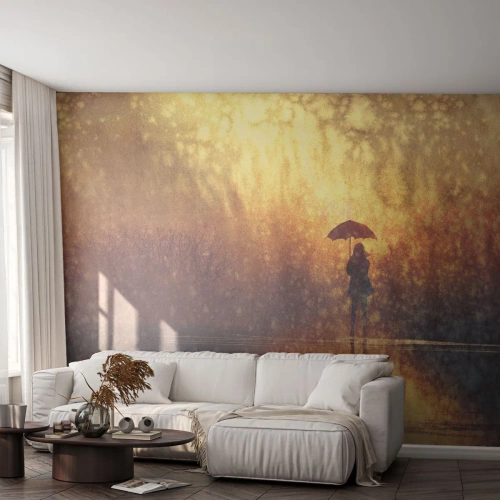 Fototapete Standard Eco - Ich habe das Gefühl, dass mich jemand ansieht - Abstraktion, Frau, Im Regen spazieren gehen - 400x280 cm