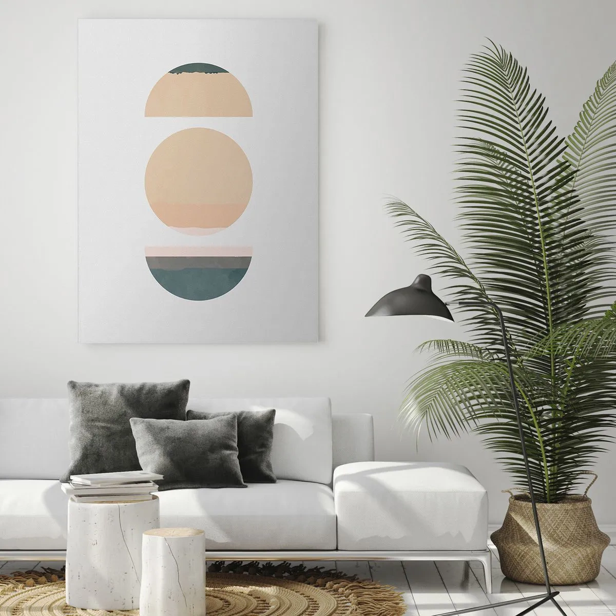 Glasbild - Bild auf glas - Abstrakte geometrische Formen in Pastellfarben - 70x100cm - Ein Rad hinter dem anderen… - Moderne Wanddekoration für Wohnzimmer und Schlafzimmer ARTTOR
