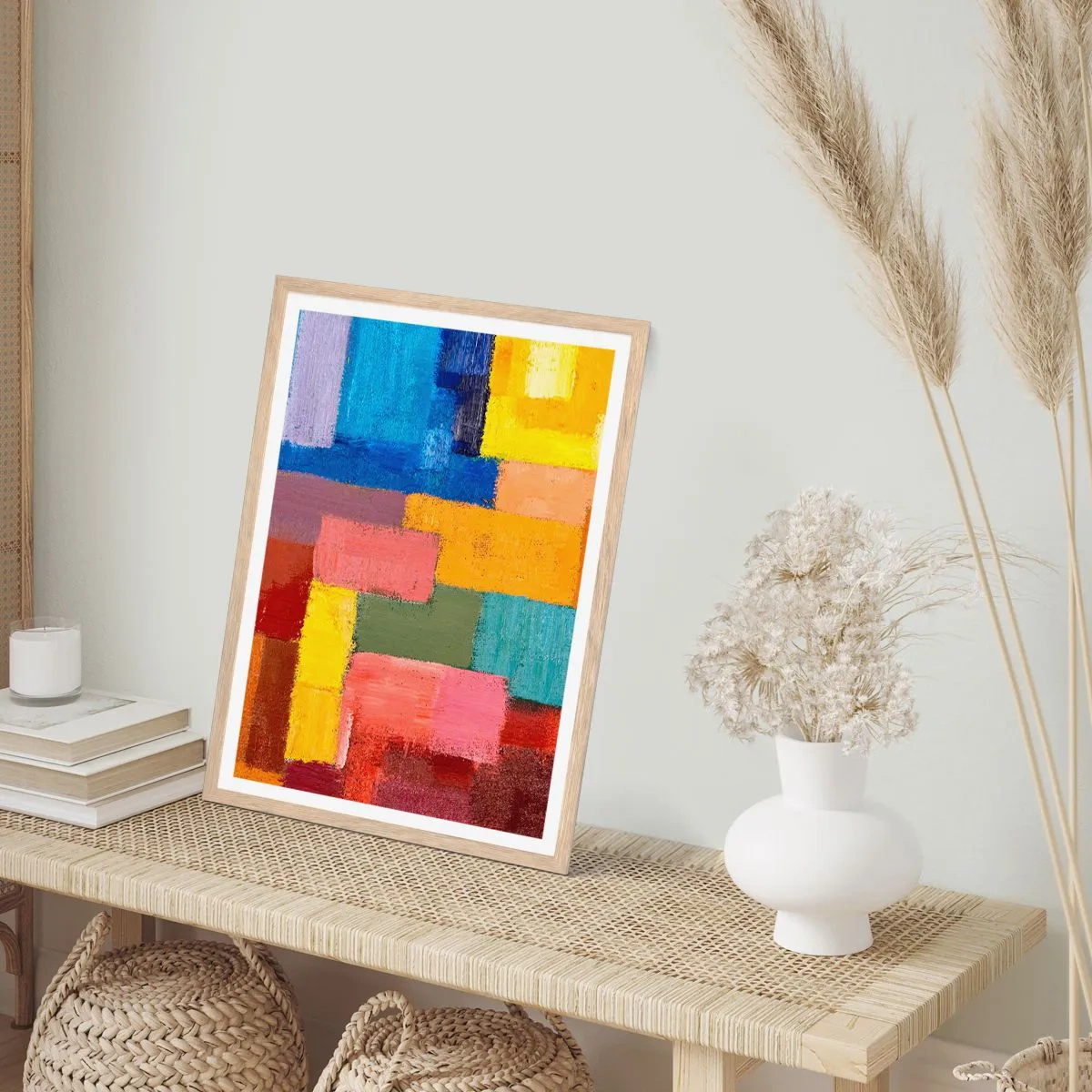 Poster in einem Rahmen aus heller Eiche - Jeder ist anders, alle bunt - 50x70 cm