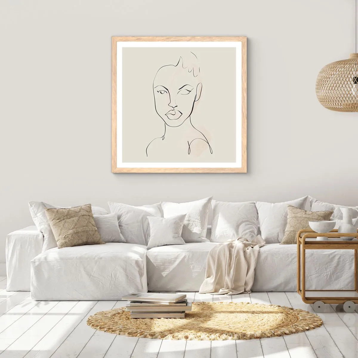 Poster in einem Rahmen aus heller Eiche - Umriss der Sinnlichkeit - 40x40 cm