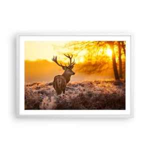 Poster in einem weißen Rahmen - König des Herbstwaldes - 70x50 cm