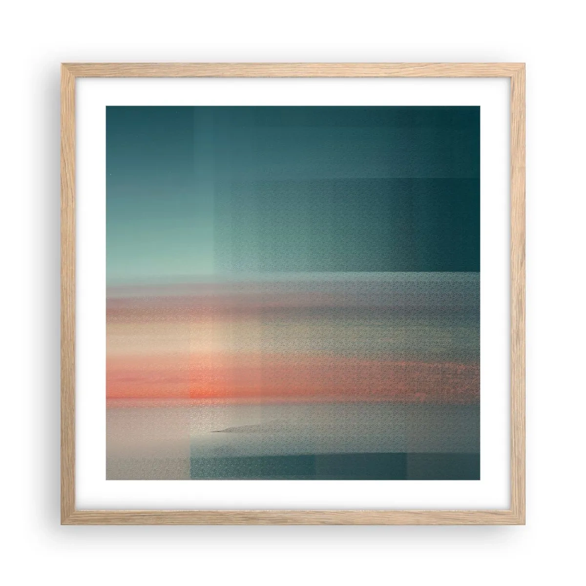 Poster in einem Rahmen aus heller Eiche - Abstraktion: Lichtwellen - 50x50 cm
