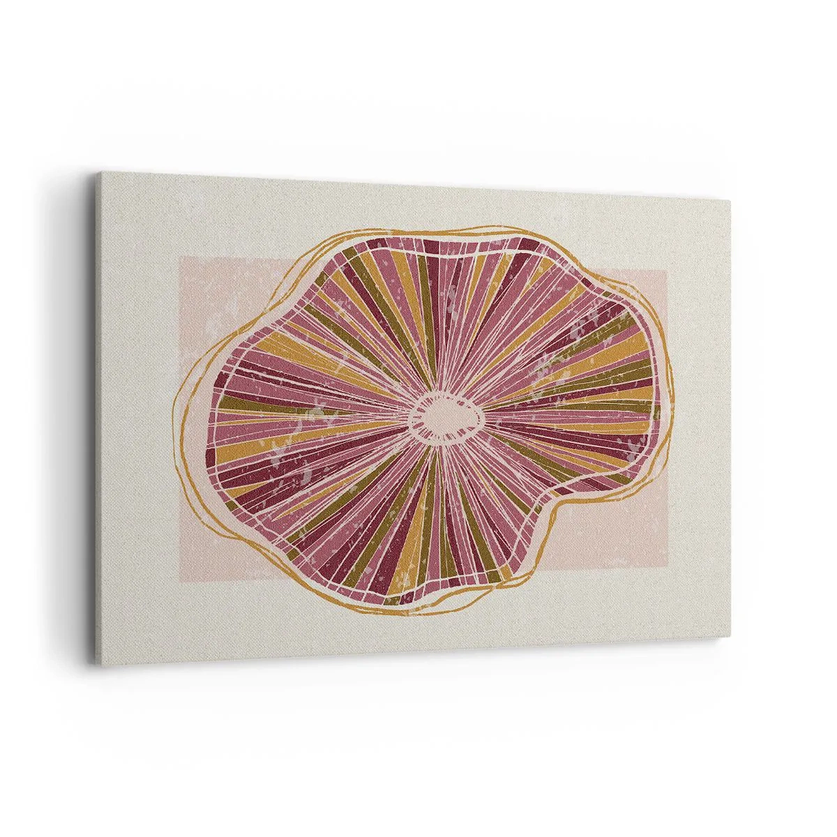 Bild auf Leinwand - Leinwandbild - Abstraktes Baumscheibenmuster in Rosatönen - 100x70cm - Strahlende Abstraktion - Moderne Wanddekoration für Wohnzimmer und Schlafzimmer ARTTOR