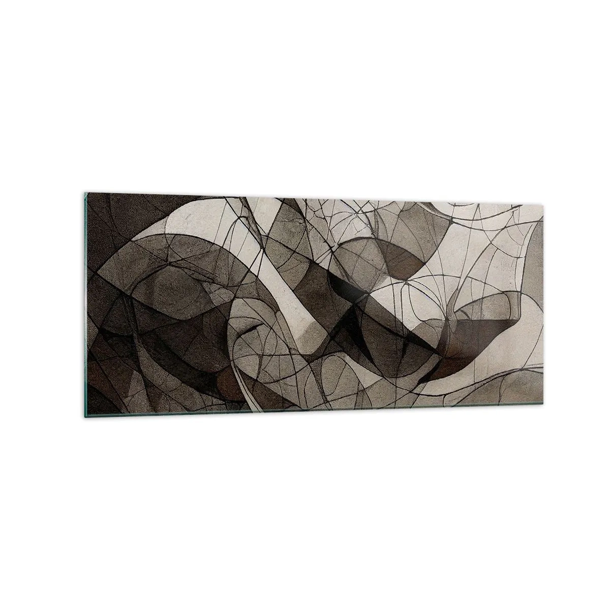 Glasbild - Bild auf glas - Abstraktes Muster in Braun- und Erdtönen - 120x50cm - Zirkulation von Erdfarben - Moderne Wanddekoration für Wohnzimmer und Schlafzimmer ARTTOR