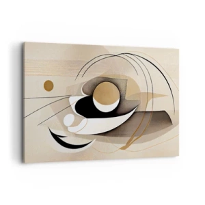 Bild auf Leinwand - Leinwandbild - Abstrakte Komposition in Beige- und Schwarztönen - 120x80cm - Komposition: die Essenz des Wortes - Moderne Wanddekoration für Wohnzimmer und Schlafzimmer ARTTOR