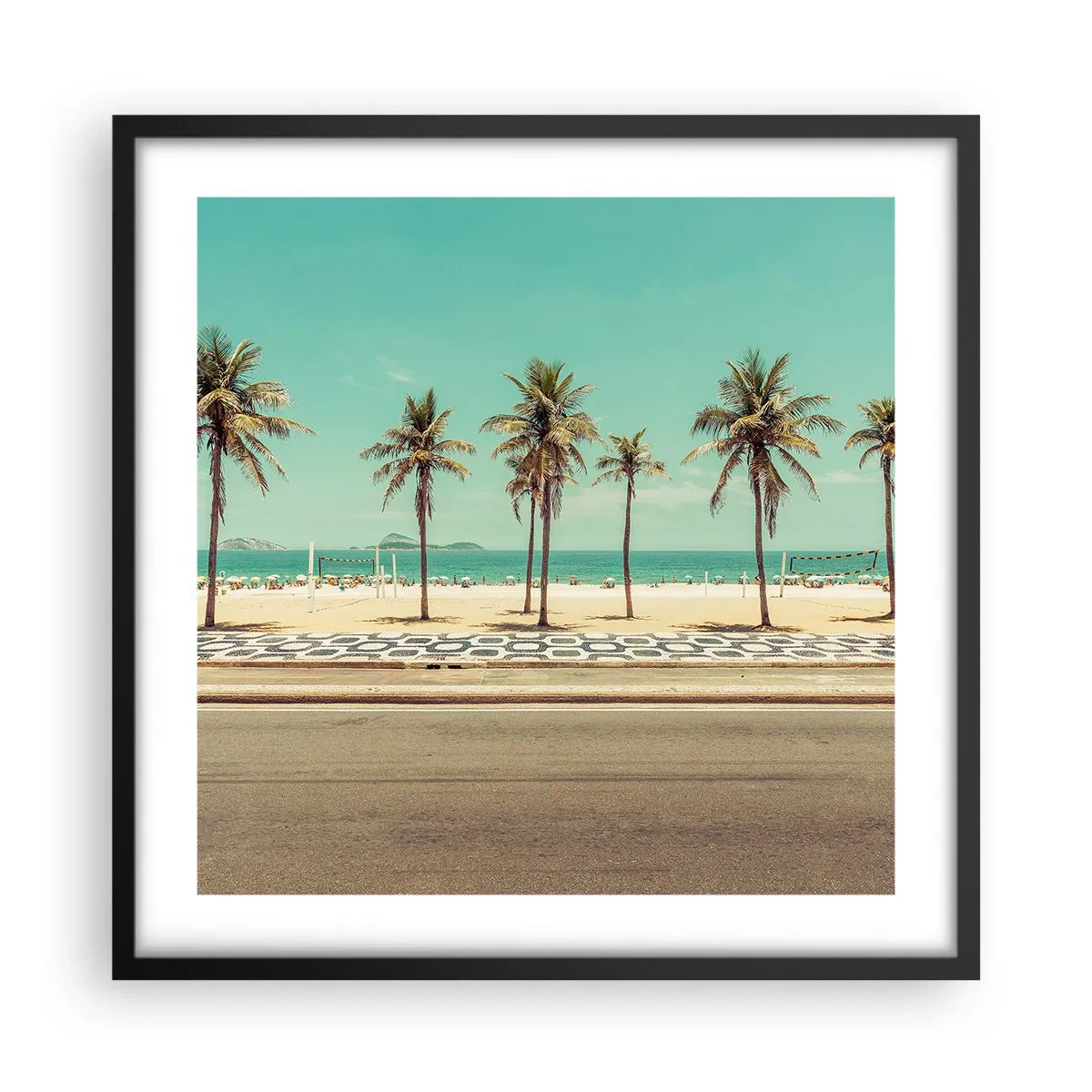 Poster in einem schwarzem Rahmen - Beim Bewachen des Strandes - 50x50 cm