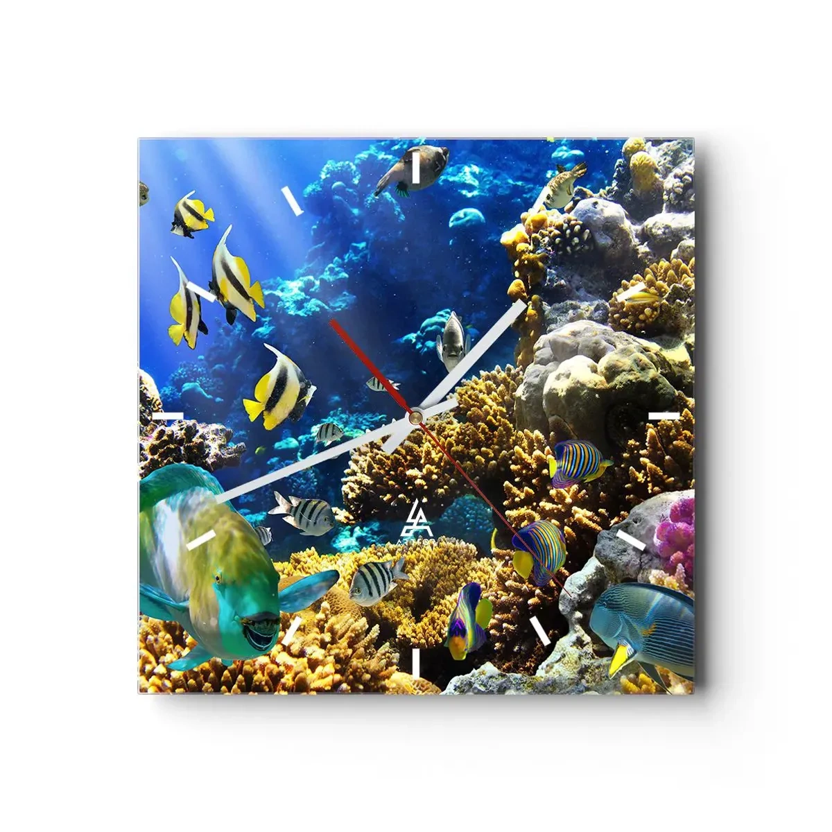 Wanduhr - Glasuhr - Viel Verkehr auf dem Ferienweg - 40x40 cm