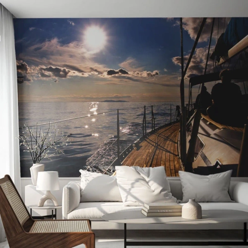 Selbstklebende Fototapete Deluxe Sticker - Der Sonne entgegen segeln - Nautisch, Yacht, Meer - 350x256 cm