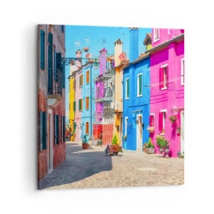 Bild auf Leinwand - Leinwandbild - Städtchen "Zu Papageien" - 50x50 cm