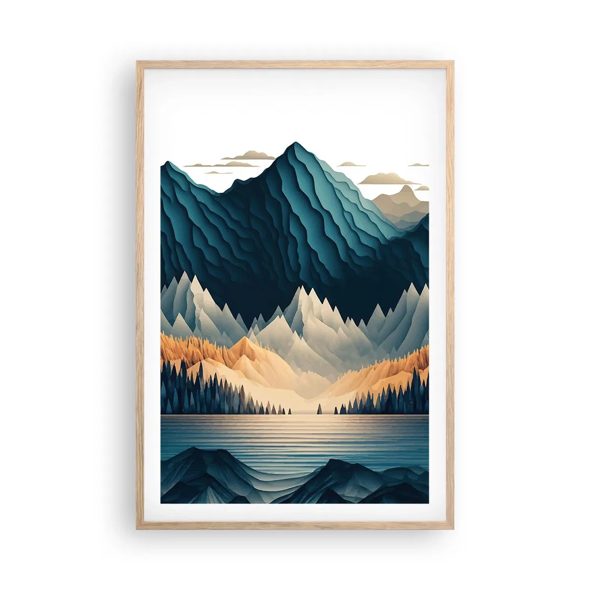 Poster in einem Rahmen aus heller Eiche - Perfekte Berglandschaft - 61x91 cm