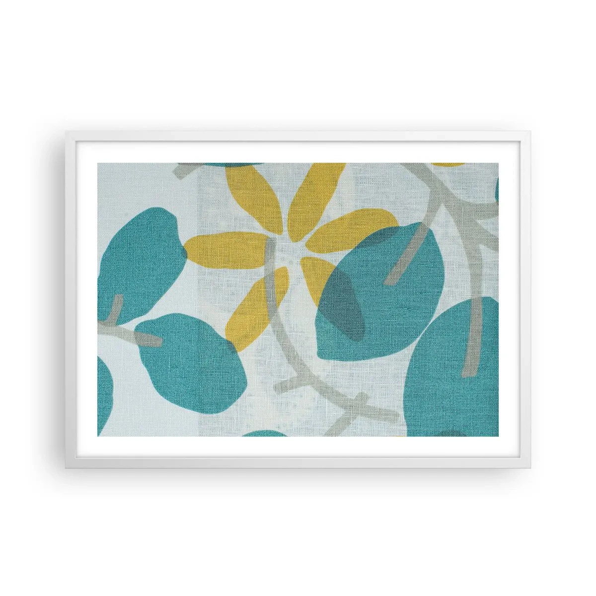 Poster in einem weißen Rahmen - Unter den azurblauen Blättern - 70x50 cm