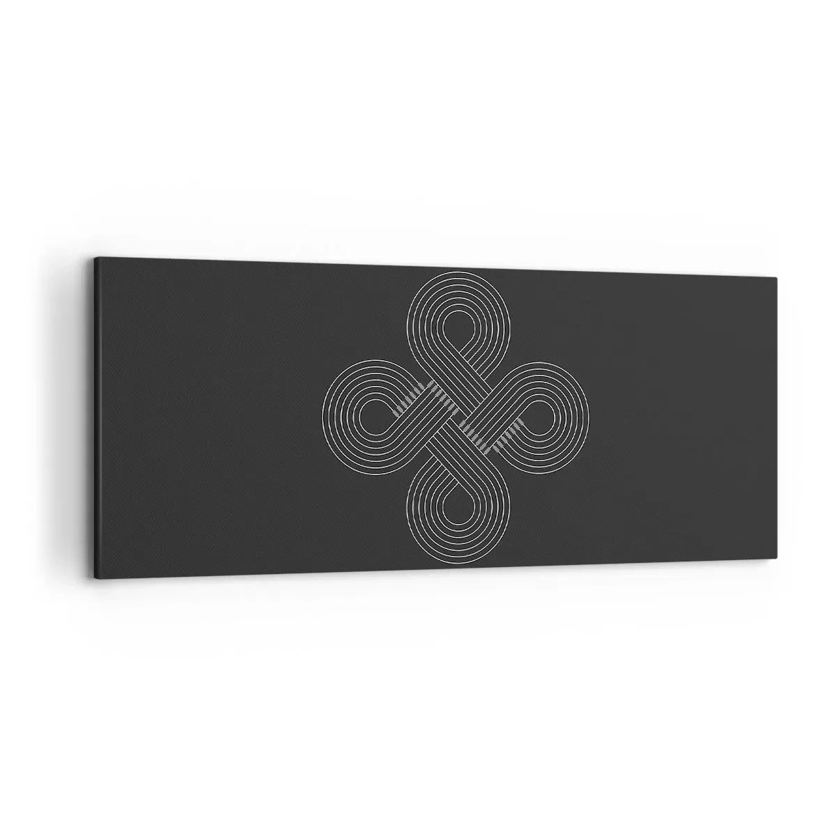 Bild auf Leinwand - Leinwandbild - Keltisches Muster im minimalistischen Stil auf schwarzem Hintergrund - 120x50cm - Im keltischen Geist - Moderne Wanddekoration für Wohnzimmer und Schlafzimmer ARTTOR