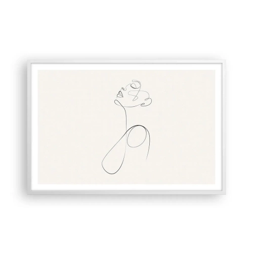 Poster in einem weißen Rahmen - Versunken in Träumen - 91x61 cm