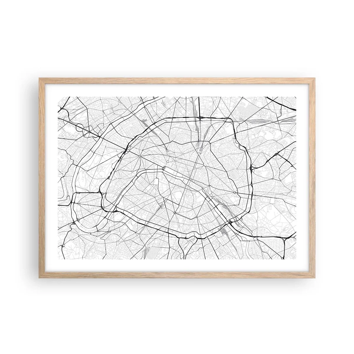 Poster in einem Rahmen aus heller Eiche - Pariser Blume - 70x50 cm