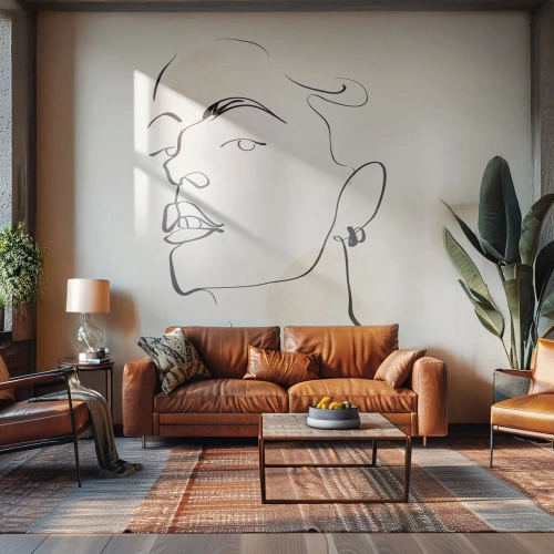 Selbstklebende Fototapete Deluxe Sticker - Ein stolzer Blick - Das Gesicht einer Frau, Porträt einer Frau, Grafik - 250x175 cm