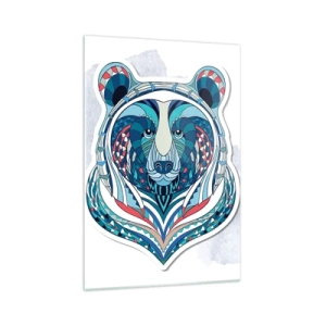 Glasbild - Bild auf glas - Geometrischer Bär in Blau- und Rottönen - 70x100cm - Eviva Grönland! - Moderne Wanddekoration für Wohnzimmer und Schlafzimmer ARTTOR