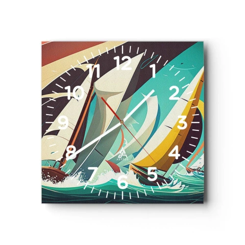 Wanduhr - Glasuhr - Viel Glück mit den Elementen - 40x40 cm