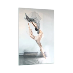 Glasbild - Bild auf glas - Eine Tänzerin in dynamischer Bewegung vor hellem Hintergrund - 80x120cm - Im Tanzrausch - Moderne Wanddekoration für Wohnzimmer und Schlafzimmer ARTTOR