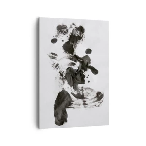 Bild auf Leinwand - Leinwandbild - Abstrakte Komposition aus schwarzen Flecken auf weißem Hintergrund - 50x70cm - Obwohl das Wahnsinn ist, steckt darin eine Methode? - Moderne Wanddekoration für Wohnzimmer und Schlafzimmer ARTTOR