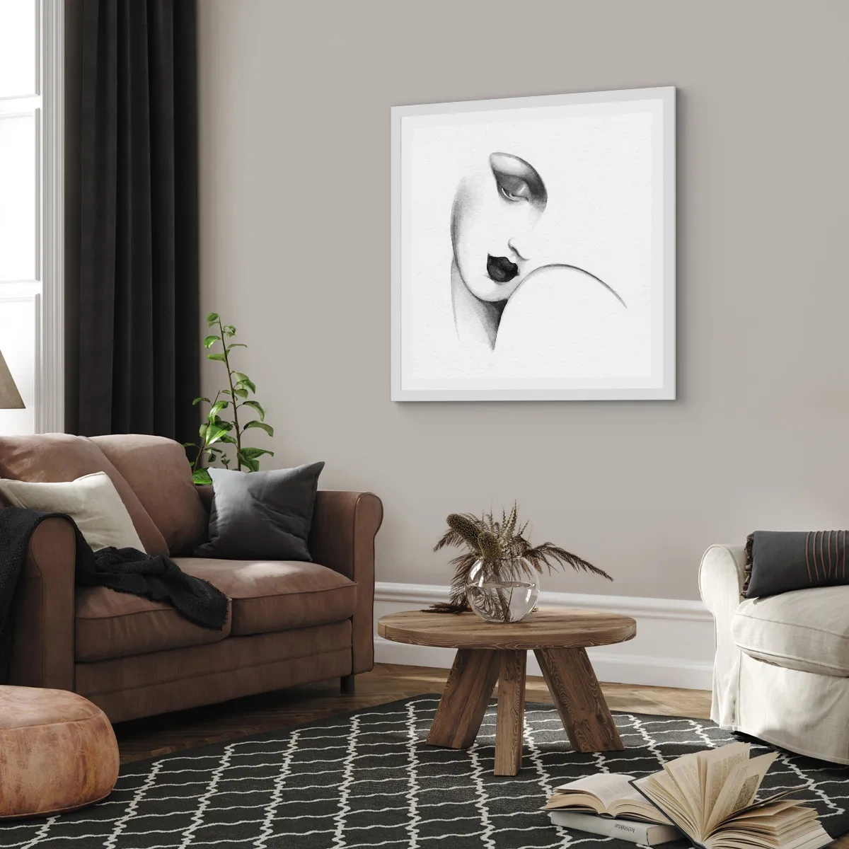 Poster in einem weißen Rahmen - Im Stil von Łempicka - 60x60 cm