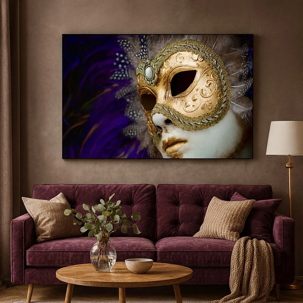 Bild auf Leinwand - Leinwandbild - Venezianisches Porträt in Gold - 100x40 cm