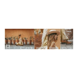 Fototapeten Muster Premium Canvas - Hippie-Stil - Boho, Frau, Kakteen - 100x30 cm