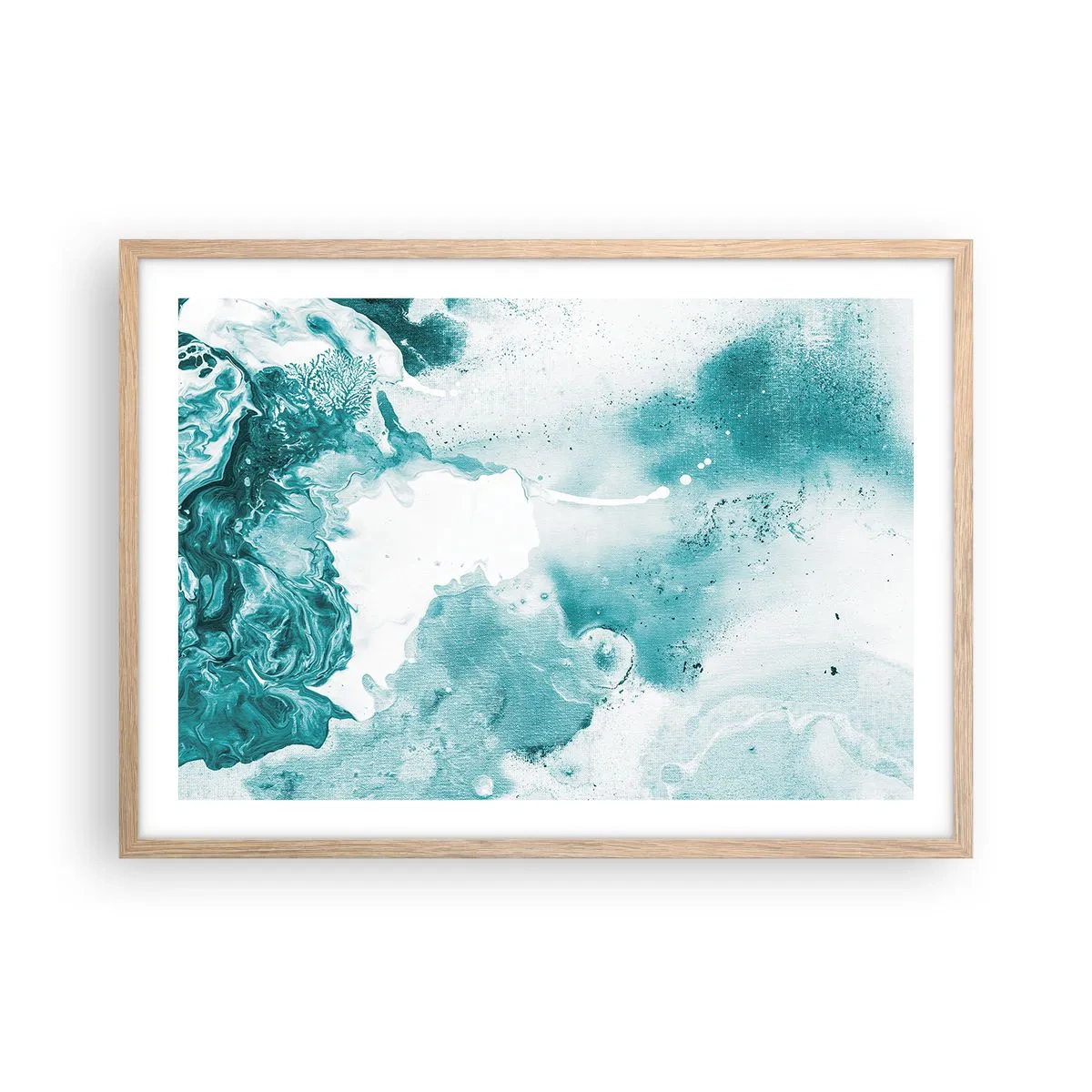 Poster in einem Rahmen aus heller Eiche - Morast von Blau - 70x50 cm