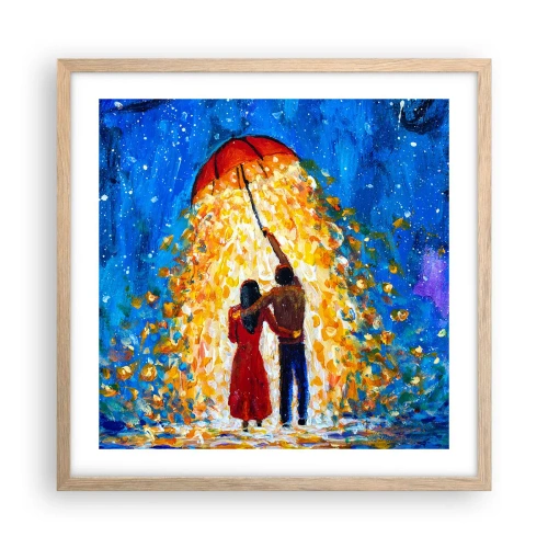 Poster in einem Rahmen aus heller Eiche - Zauber eines Regenabends? - 50x50 cm