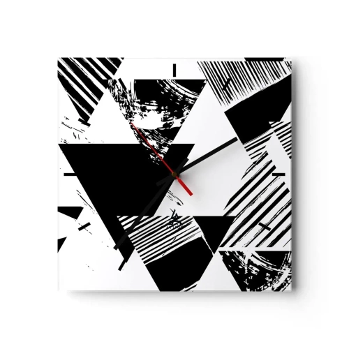 Wanduhr - Glasuhr - Regen von Dreiecken - 40x40 cm