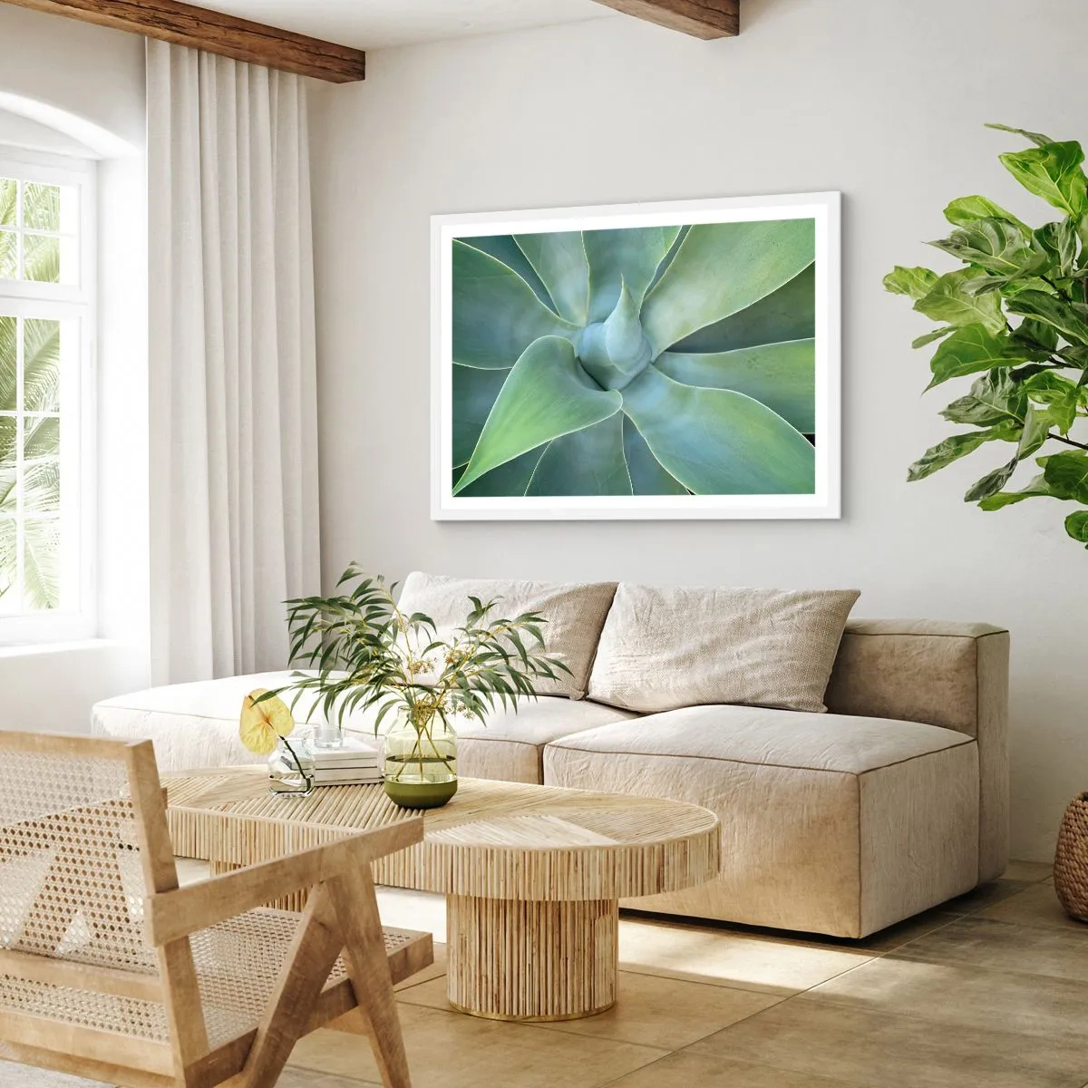 Poster in einem weißen Rahmen - Geburt des Grüns - 70x50 cm