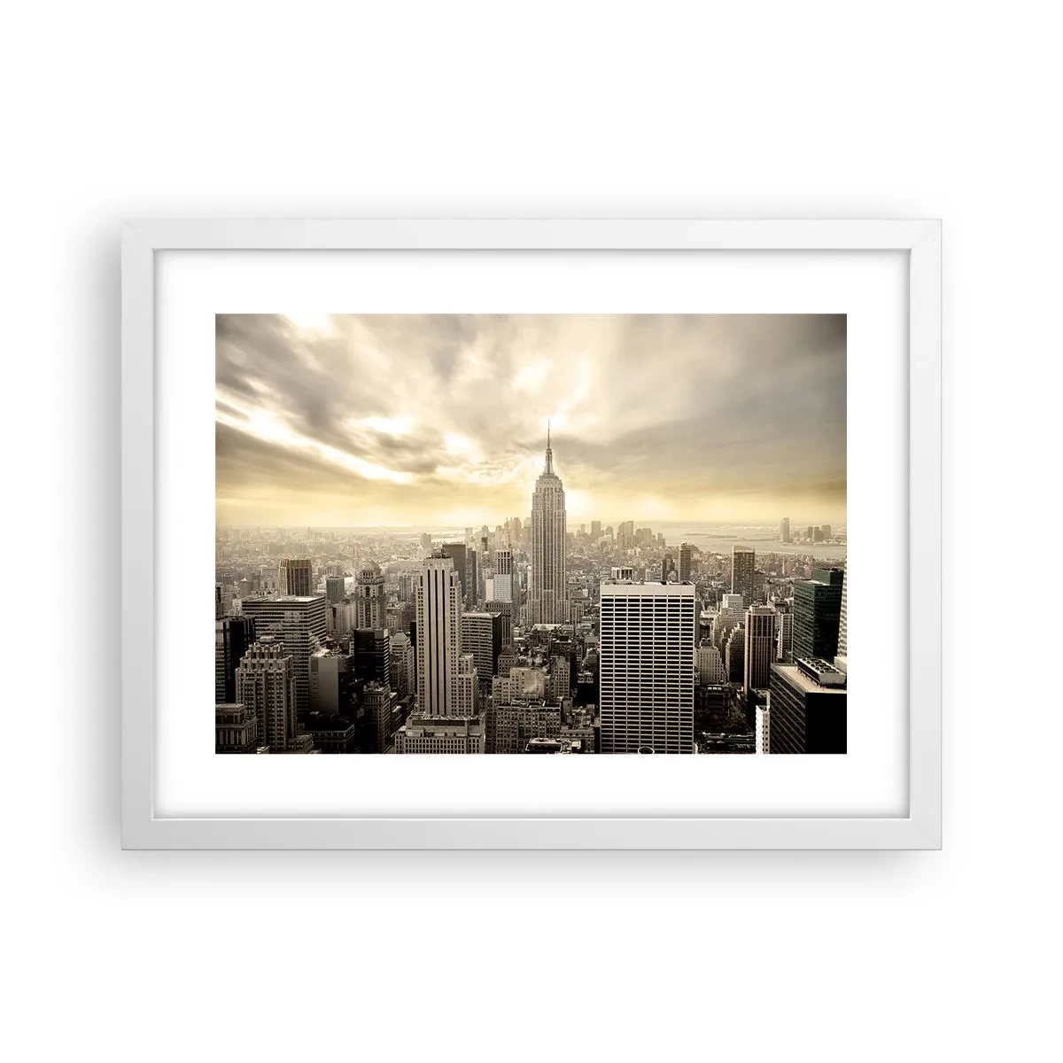 Poster in einem weißen Rahmen - New York aus Grau - 40x30 cm