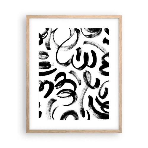 Poster in einem Rahmen aus heller Eiche - Schwarz auf Weiß - 40x50 cm