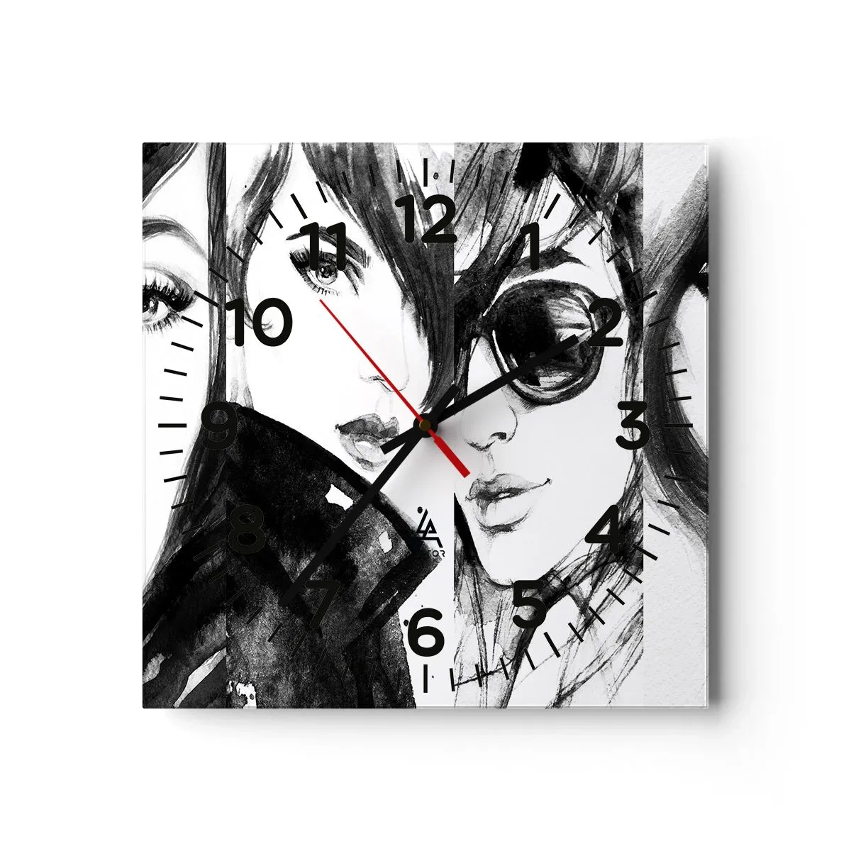 Wanduhr - Glasuhr - Schönheit multipliziert - 40x40 cm