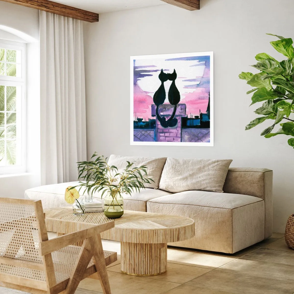 Poster - Rendez-vous unter dem Mond - 50x50 cm