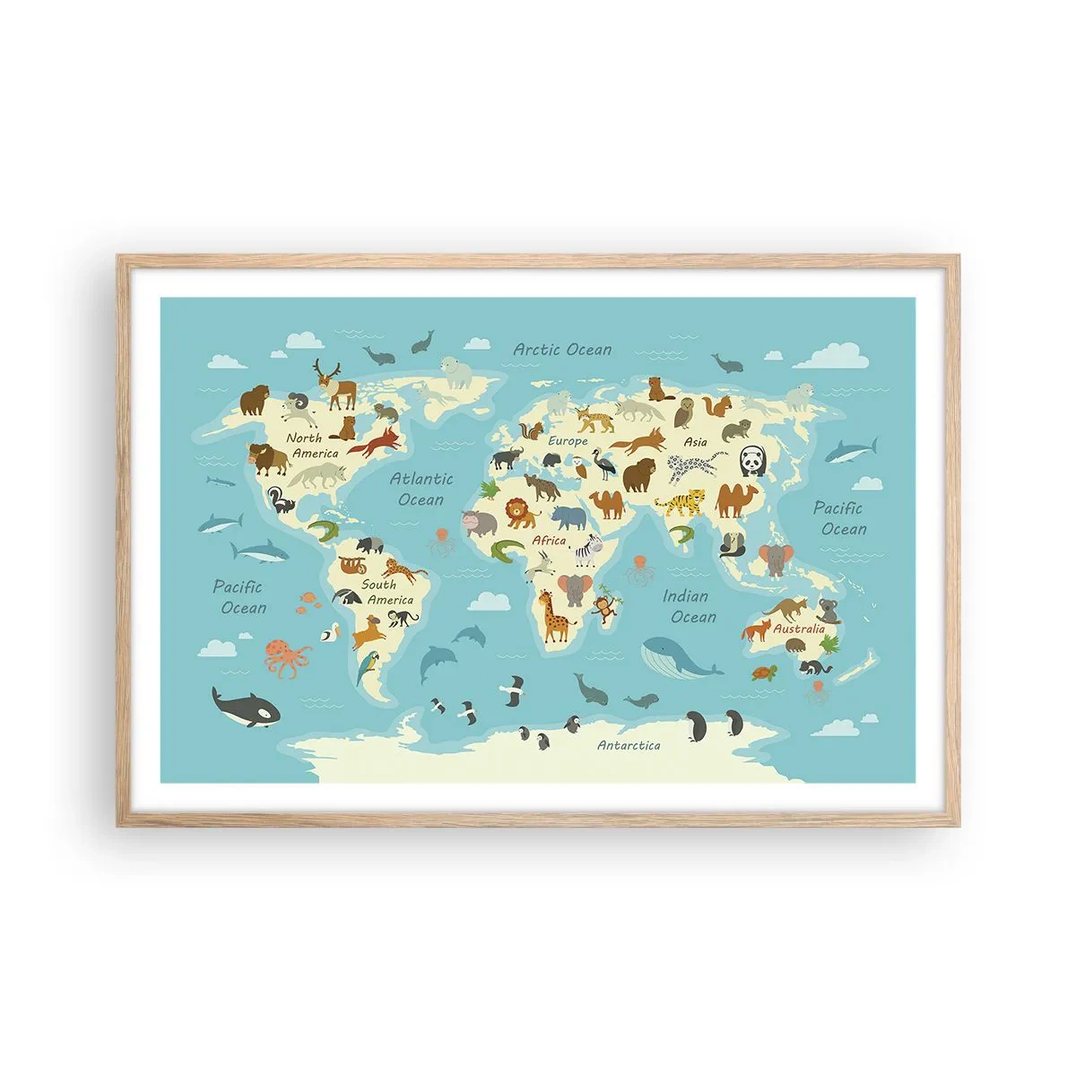 Poster in einem Rahmen aus heller Eiche - Gute Nachbarn - 91x61 cm