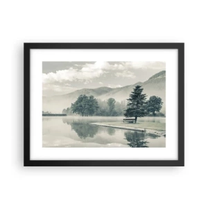 Poster in einem schwarzem Rahmen - Der See schläft noch - 40x30 cm