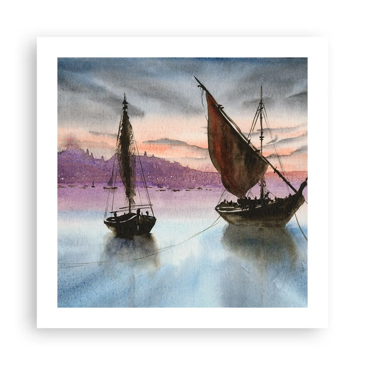 Poster - Abend am Hafen - 50x50 cm