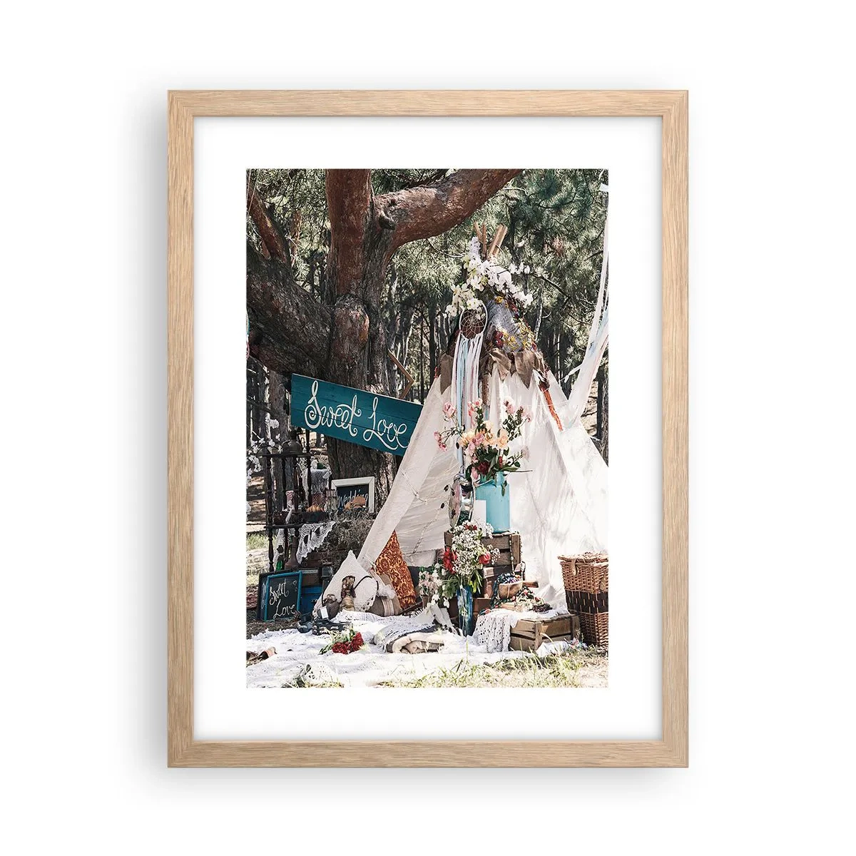 Poster in einem Rahmen aus heller Eiche - Liebe machen ... - 30x40 cm
