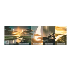 Fototapetenmuster Standard Eco - Irgendwo in einer weit, weit entfernten Galaxie - Landschaft, Mond, Fantasie - 100x30 cm